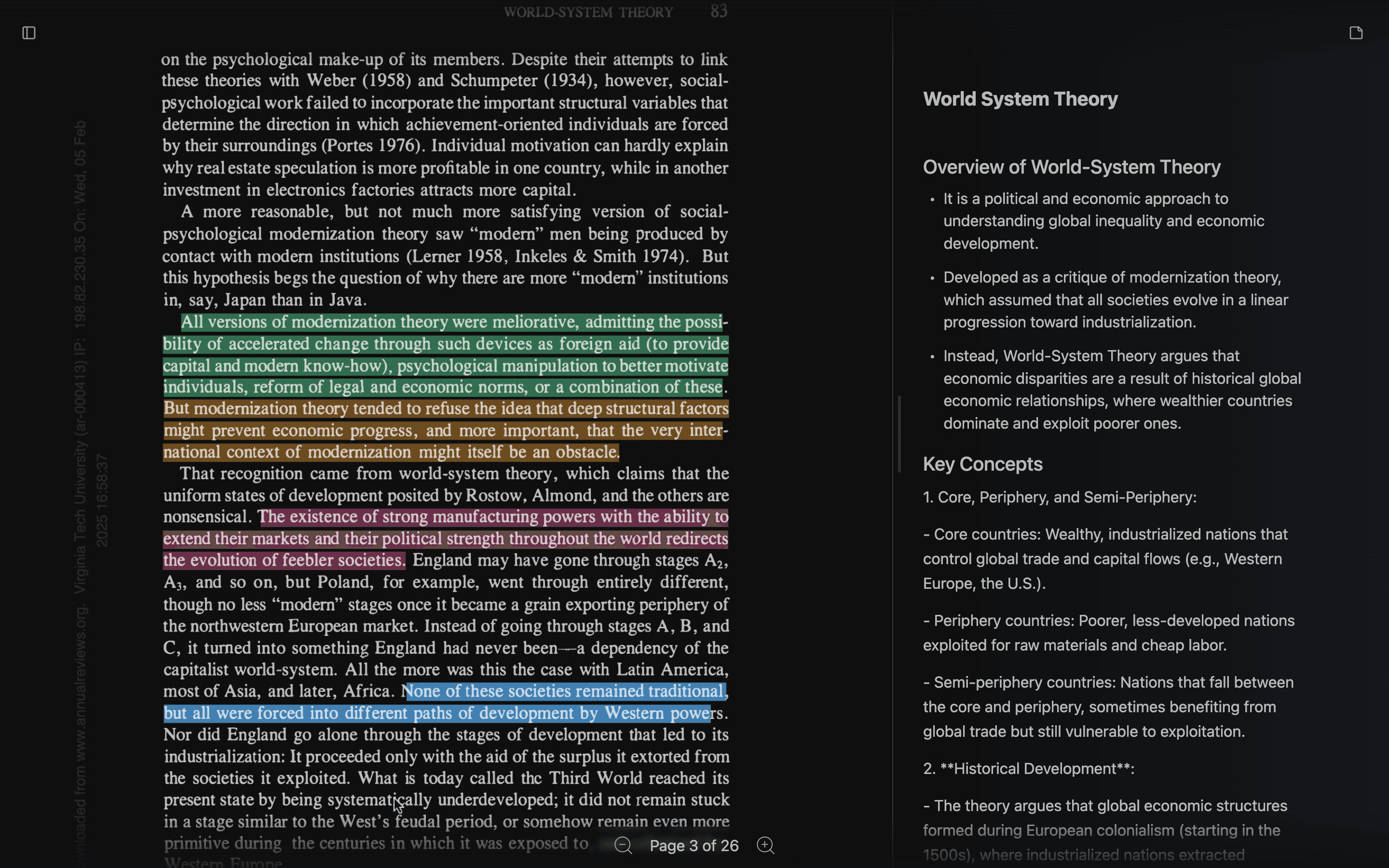 Dark mode PDF reader screenshot